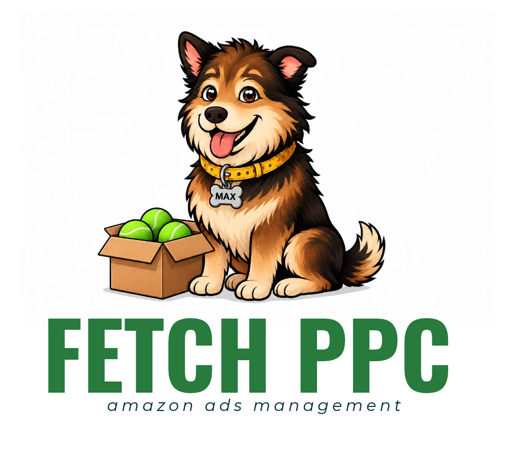 max the fetch ppc mascot sitting near a box of tennis balls ordered from amazon